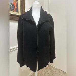 Talbots Women Wool Blend Lined Black Jacket Size 14